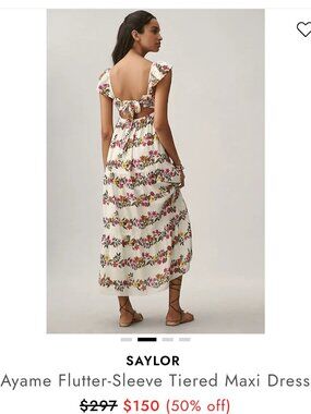 saylor ayame flutter-sleeve tiered maxi dress